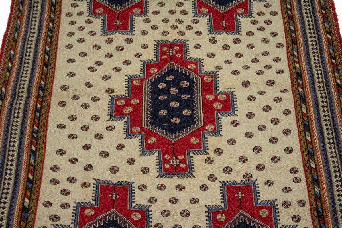 Cream Tribal 4X7 Sumak Persian Rug