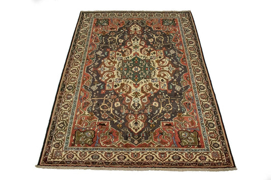 Vintage Dark Brown Floral 7X10 Bakhtiari Persian Rug