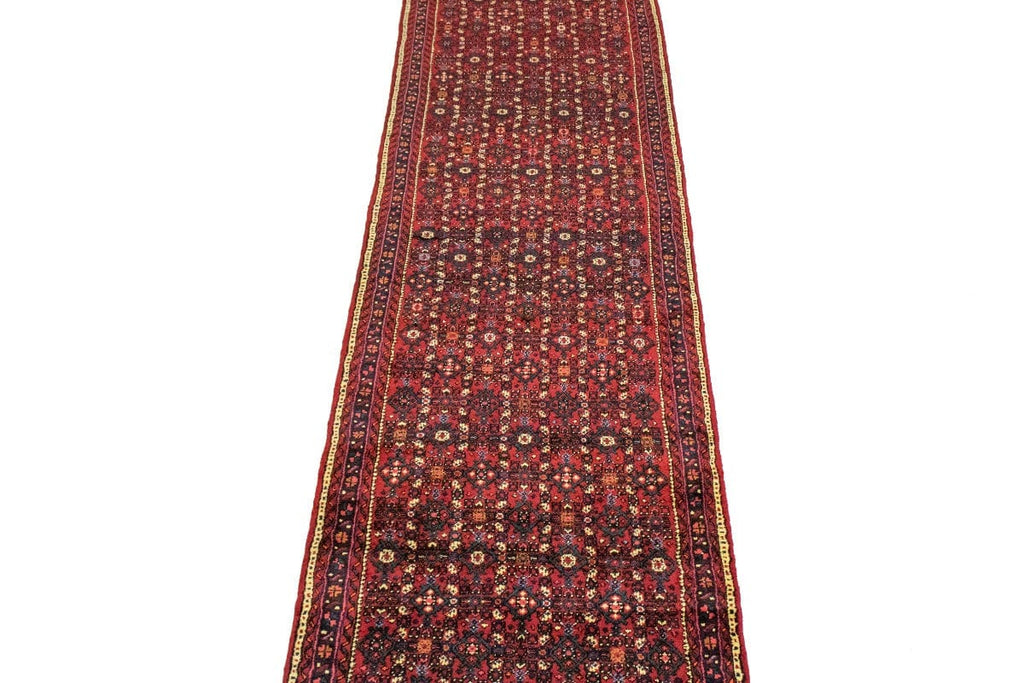 Vintage Red Tribal 4X17 Hossainabad Persian Runner Rug