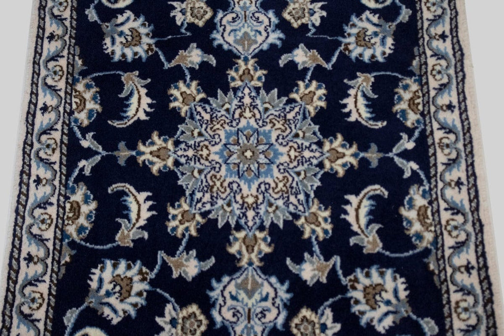 Navy Blue Floral Classic 3X4 Nain Persian Rug