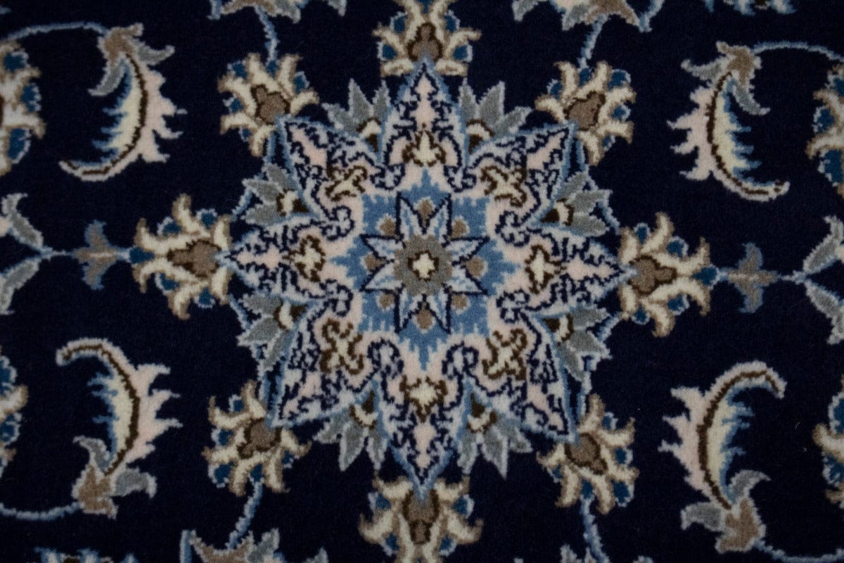 Navy Blue Floral Classic 3X4 Nain Persian Rug