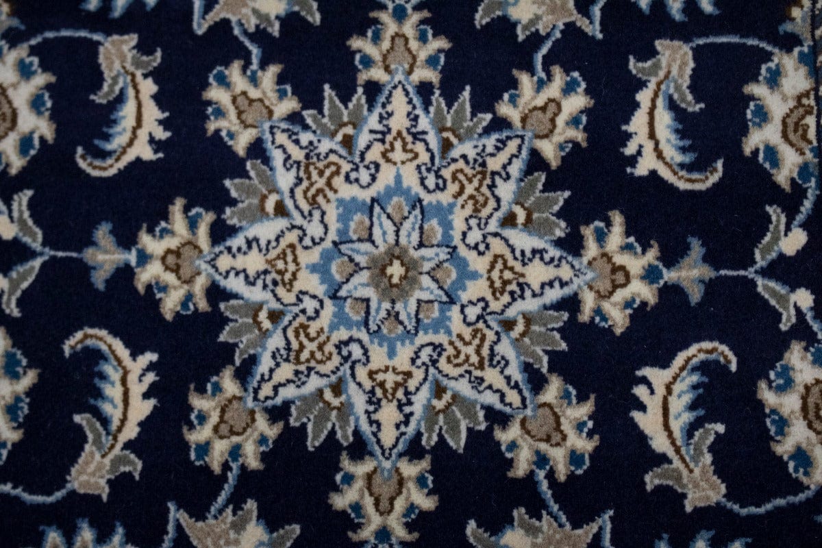 Navy Blue Floral 2'6X4 Nain Persian Rug