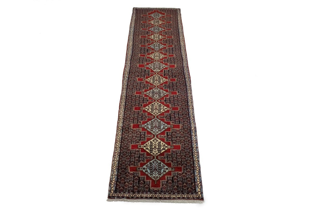 Vintage Geometric 3X13 Bidjar Sanneh Persian Runner Rug