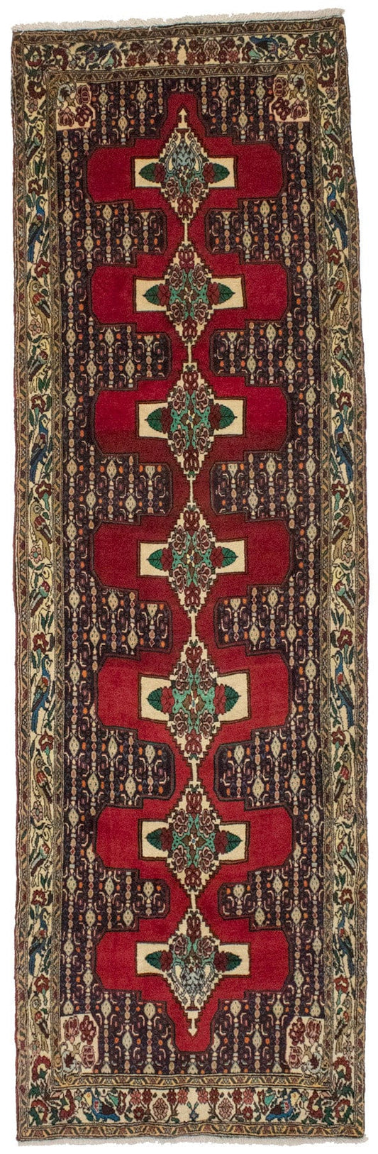 Vintage Red Floral 3X10 Bidjar Persian Runner Rug