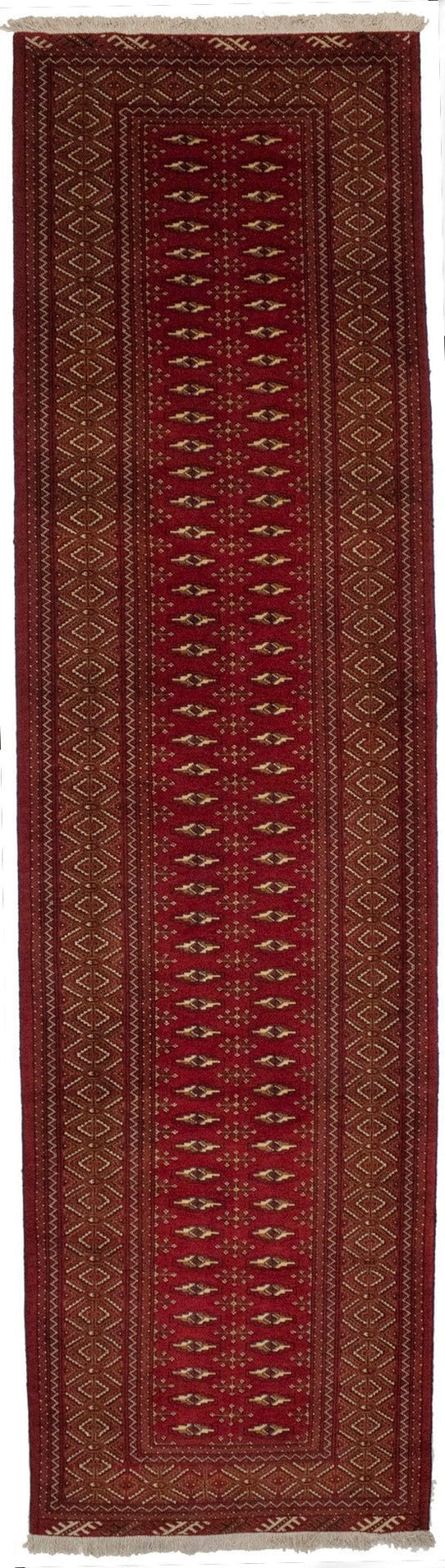 Vintage Red Tribal 3'4X12'6 Turkoman Persian Runner Rug