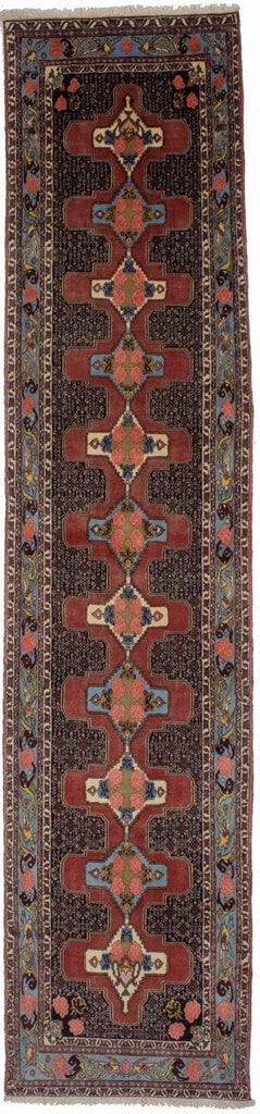 Vintage Floral 3X13 Bidjar Persian Runner Rug