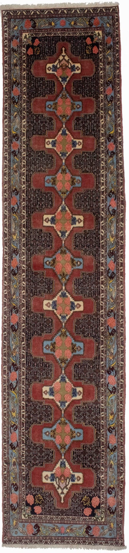 Vintage Floral 3X13 Bidjar Persian Runner Rug