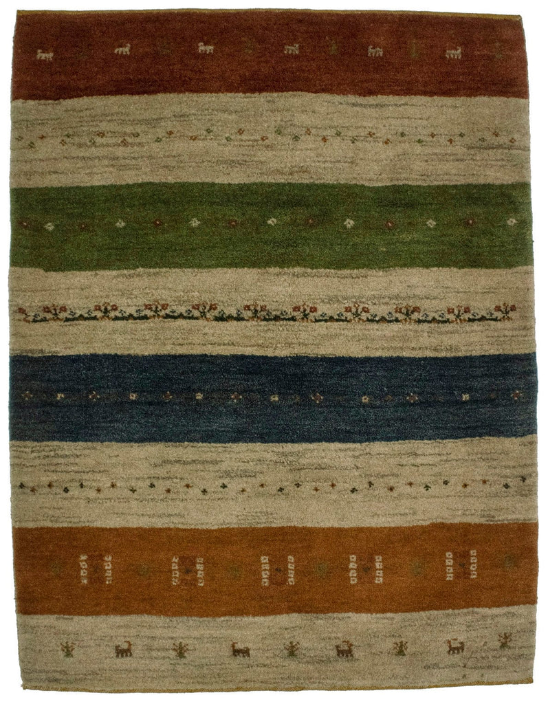 Beige 4X5 Gabbeh Persian Rug