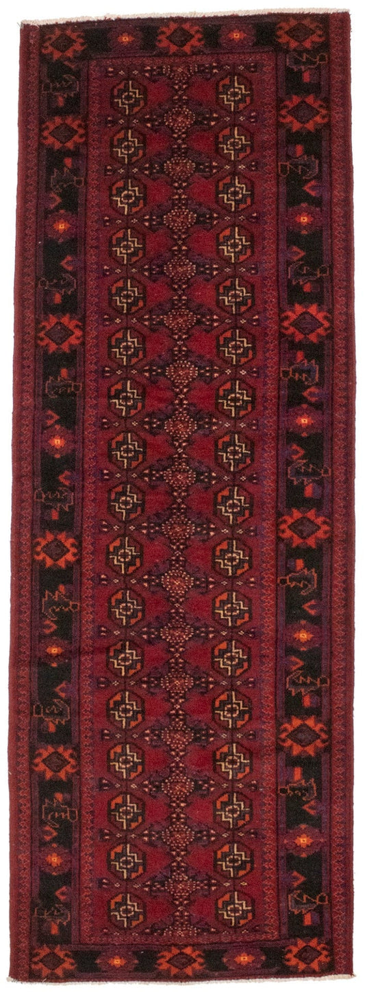 Vintage Red Tribal 4X11 Balouch Persian Runner Rug