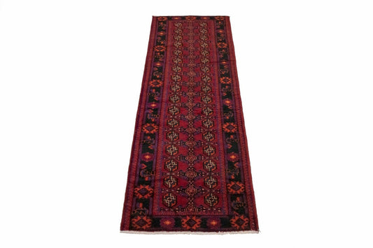 Vintage Red Tribal 4X11 Balouch Persian Runner Rug