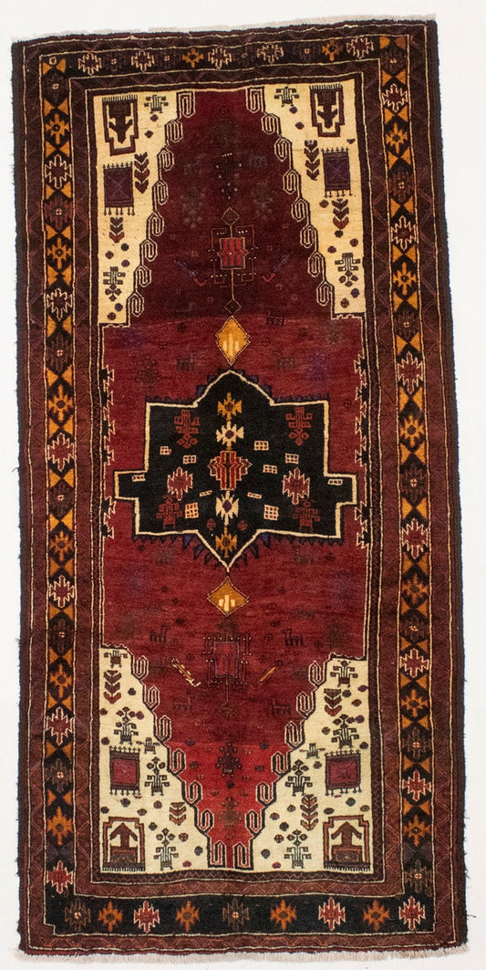 Vintage Red Tribal 4X8 Balouch Persian Rug