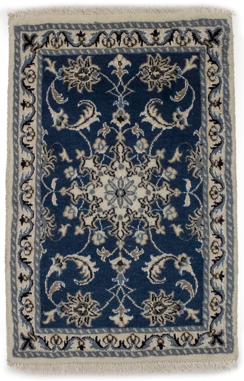 Blue Traditional 2X3 Nain Kashmar Persian Rug