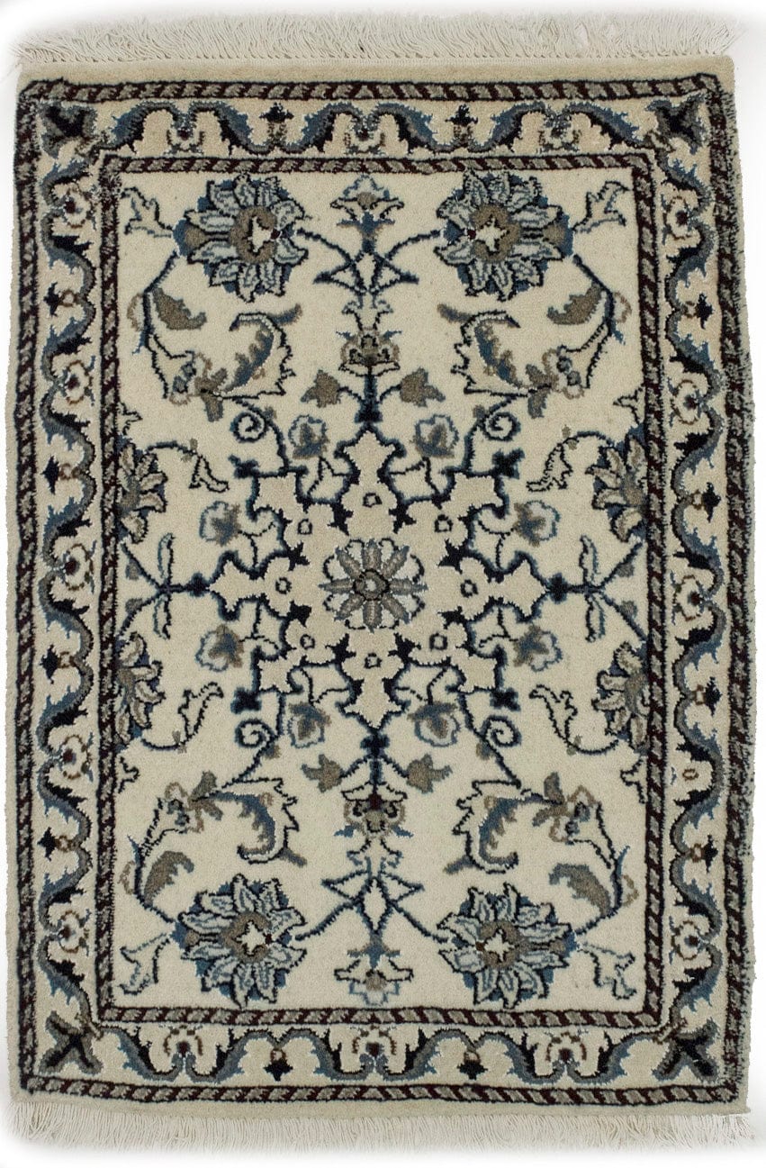 Cream Traditional 2X3 Nain Kashmar Persian Rug