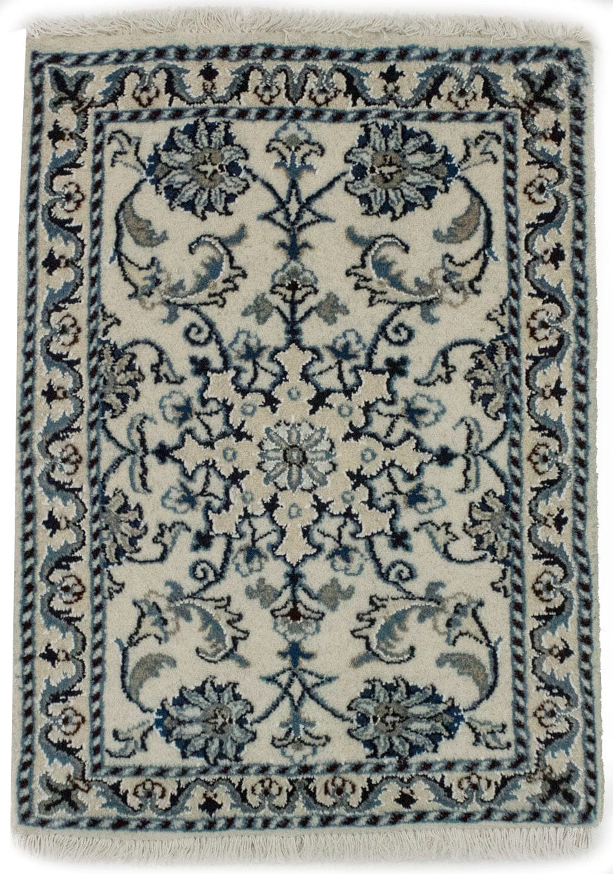 Cream Traditional 2X3 Nain Kashmar Persian Rug