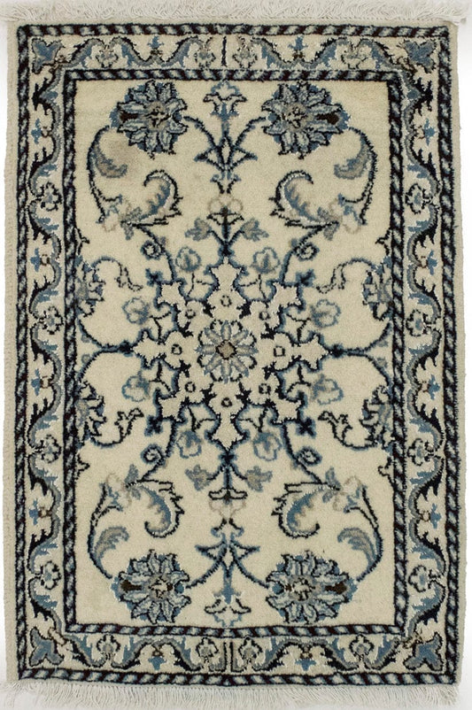 Cream Traditional 2X3 Nain Kashmar Persian Rug