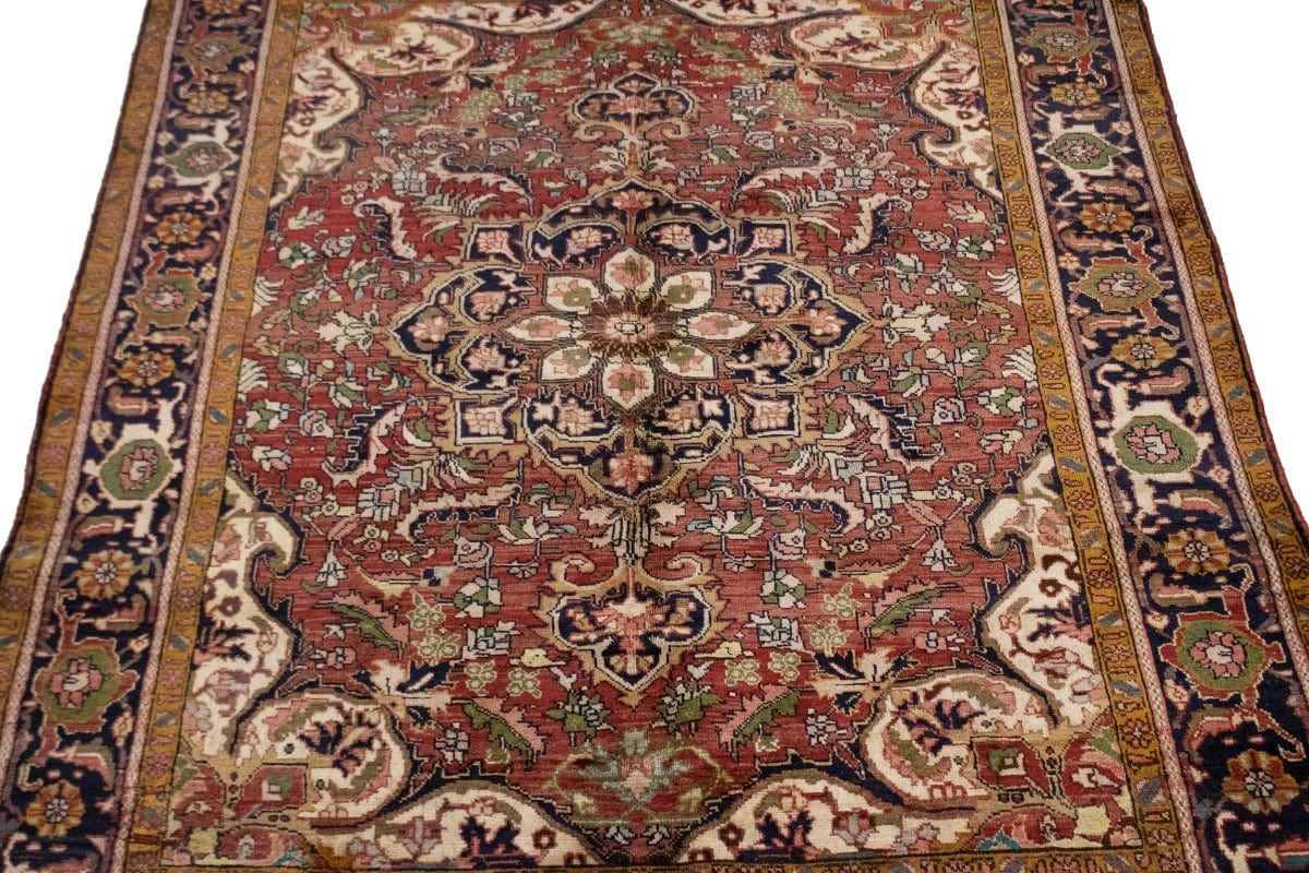 Semi Antique Brick Red Floral 7X9 Heriz Goravan Persian Rug