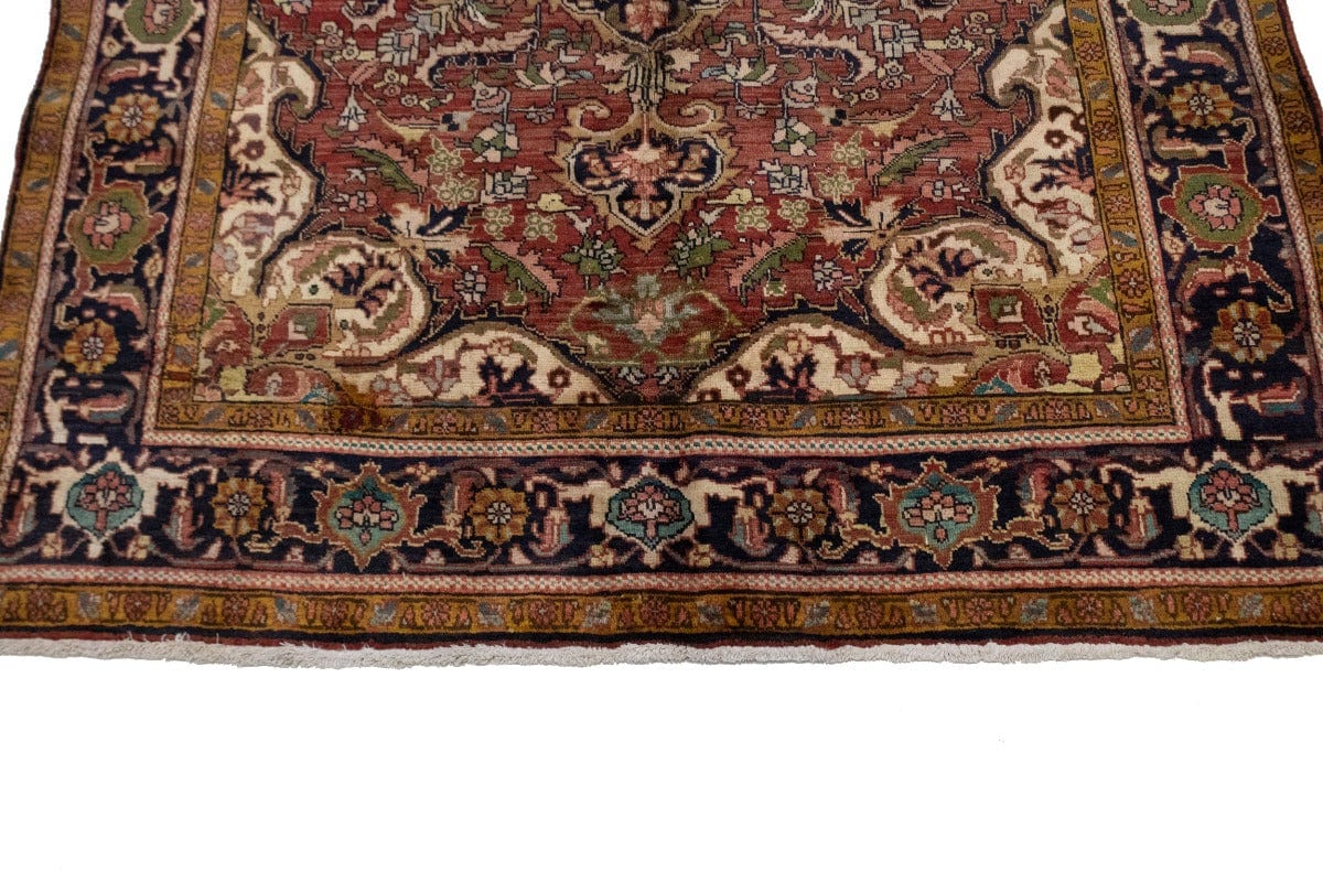 Semi Antique Brick Red Floral 7X9 Heriz Goravan Persian Rug