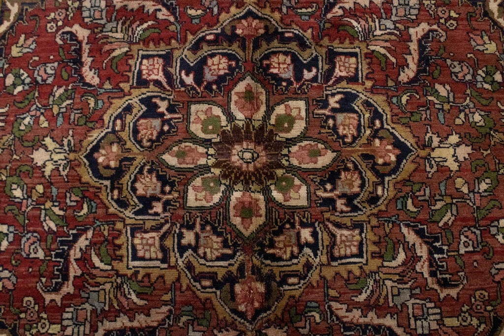 Semi Antique Brick Red Floral 7X9 Heriz Goravan Persian Rug