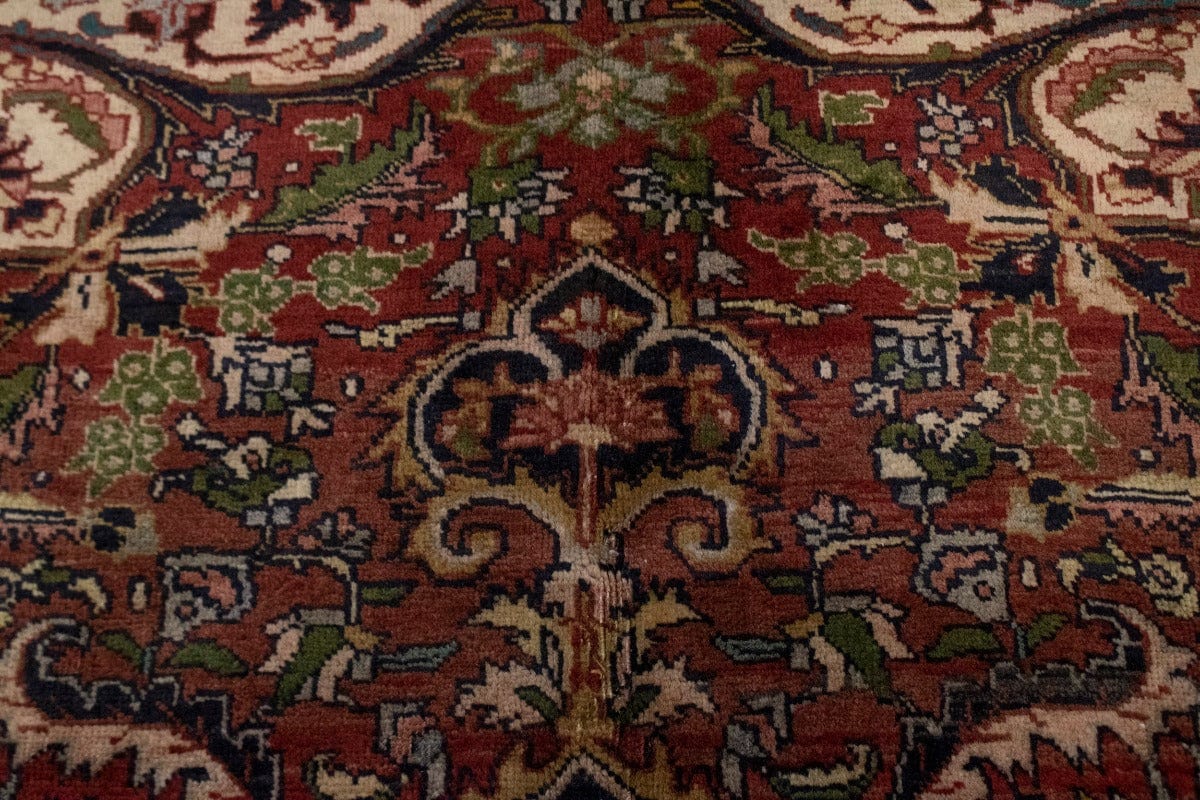 Semi Antique Brick Red Floral 7X9 Heriz Goravan Persian Rug