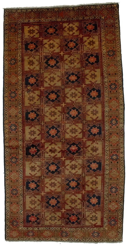 Vintage Beige Geometric 5X10 Meshkin Persian Rug