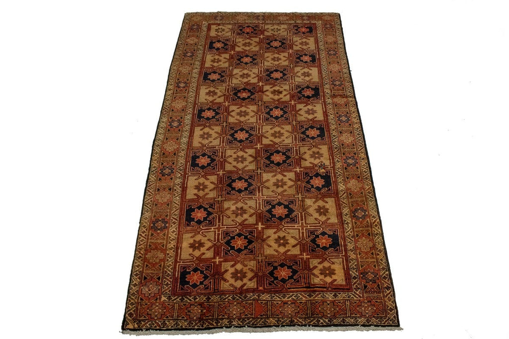 Vintage Beige Geometric 5X10 Meshkin Persian Rug