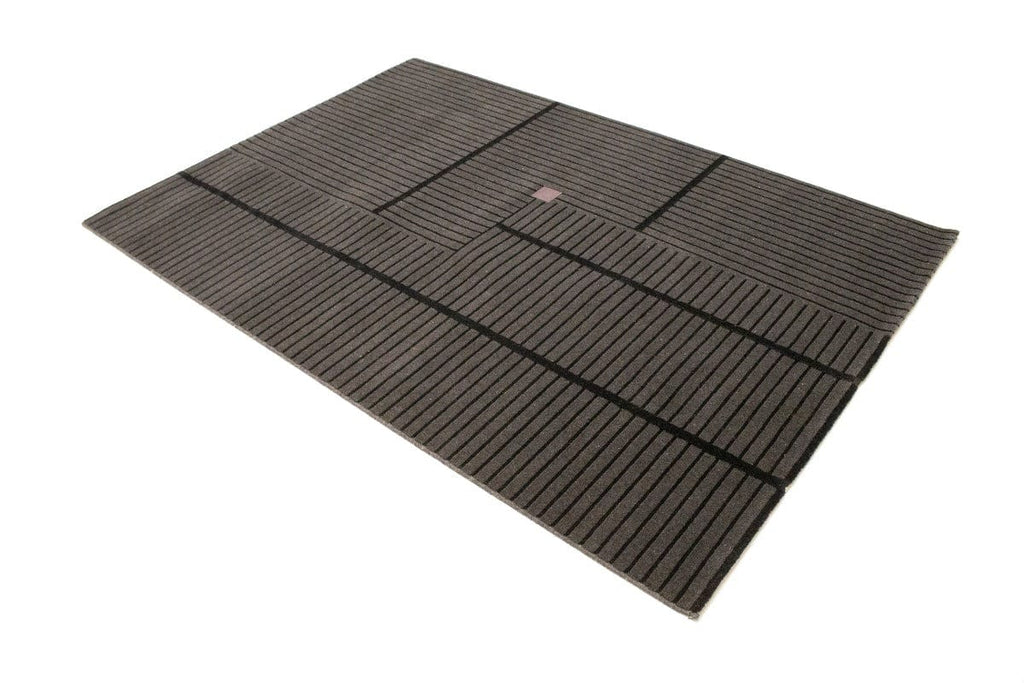 Charcoal Geometric 5X8 Machine-Made Modern Rug