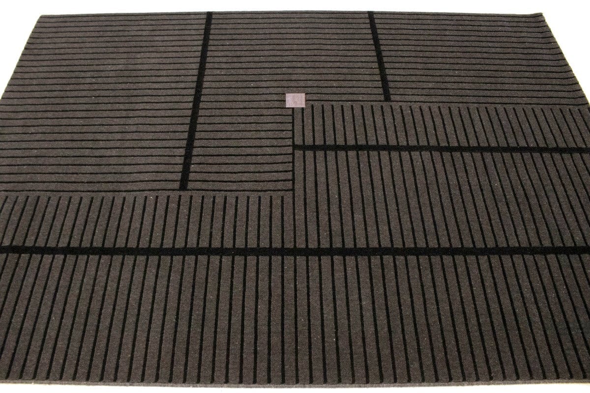 Charcoal Geometric 5X8 Machine-Made Modern Rug