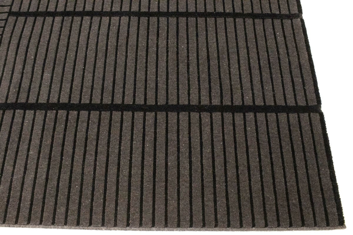 Charcoal Geometric 5X8 Machine-Made Modern Rug