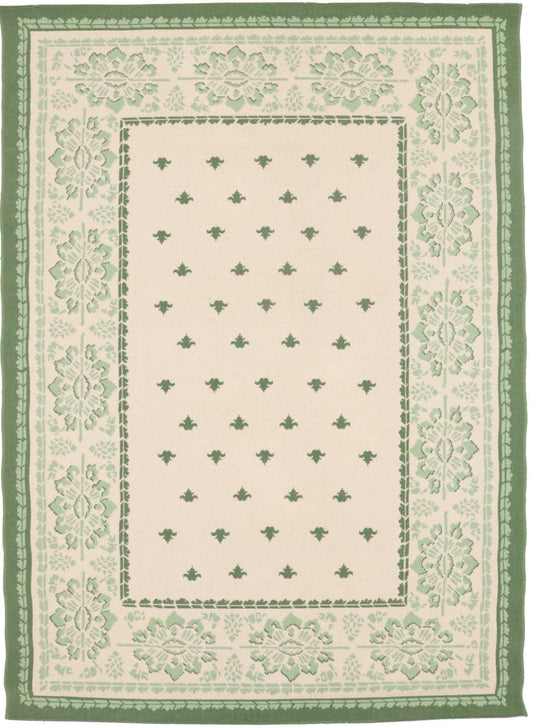 Cream Green Floral 6X8 Machine-Made Modern Rug