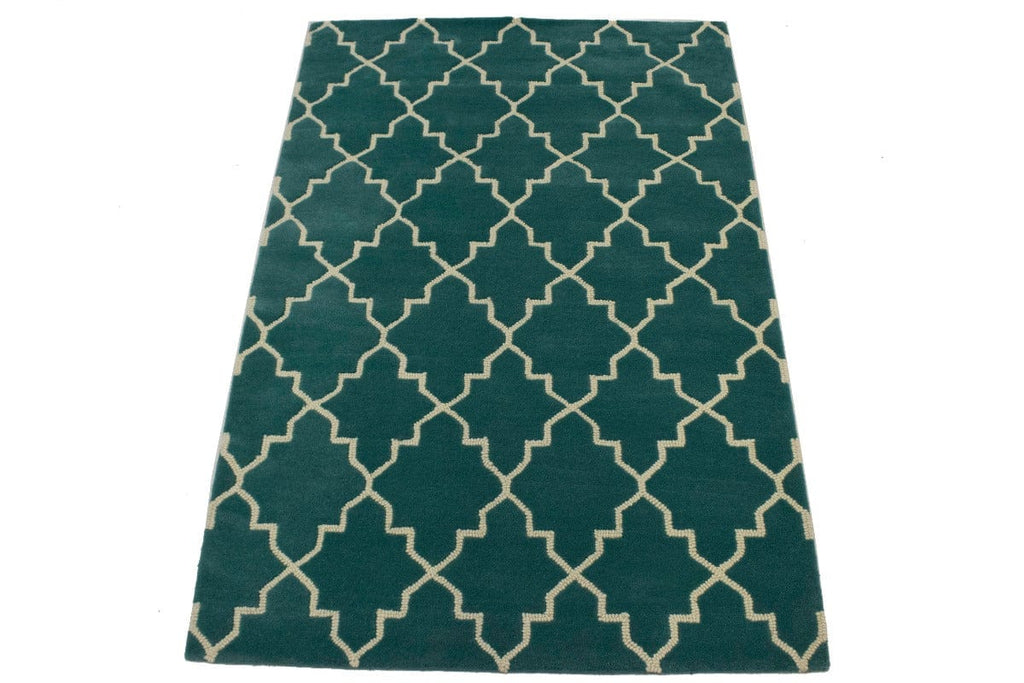 Teal Trellis 5X8 Hand-Tufted Modern Rug