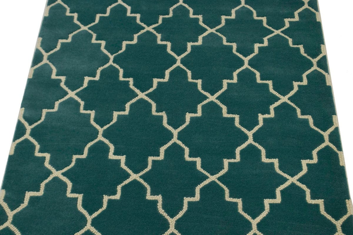 Teal Trellis 5X8 Hand-Tufted Modern Rug