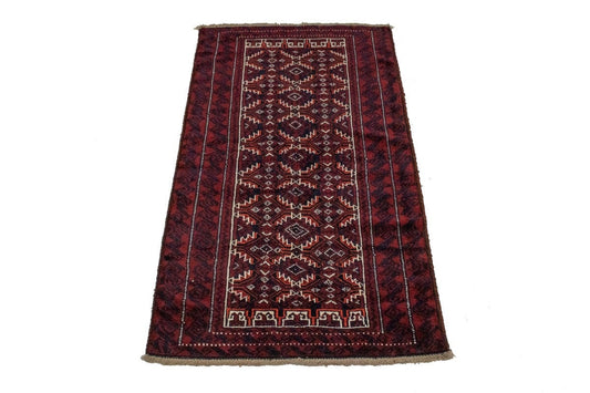 Vintage Red Tribal 4X7 Balouch Persian Rug