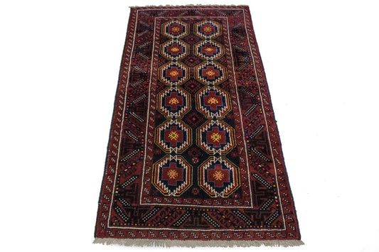 Vintage Red Tribal 3'3X6'6 Balouch Persian Rug