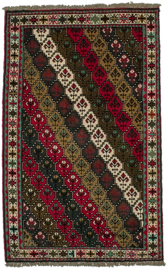 Vintage Red Tribal 4X7 Ghoochan Persian Rug