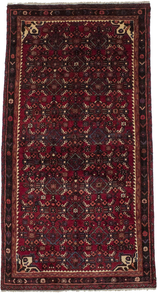 Vintage Red Allover Tribal 4X7 Hossainabad Persian Rug