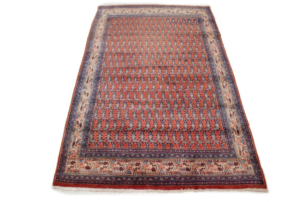 Vintage Orange-red Tribal 4X7 Botemir Persian Rug