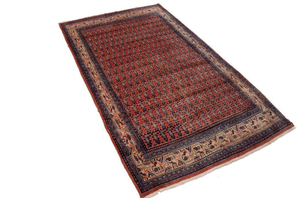 Vintage Orange-red Tribal 4X7 Botemir Persian Rug