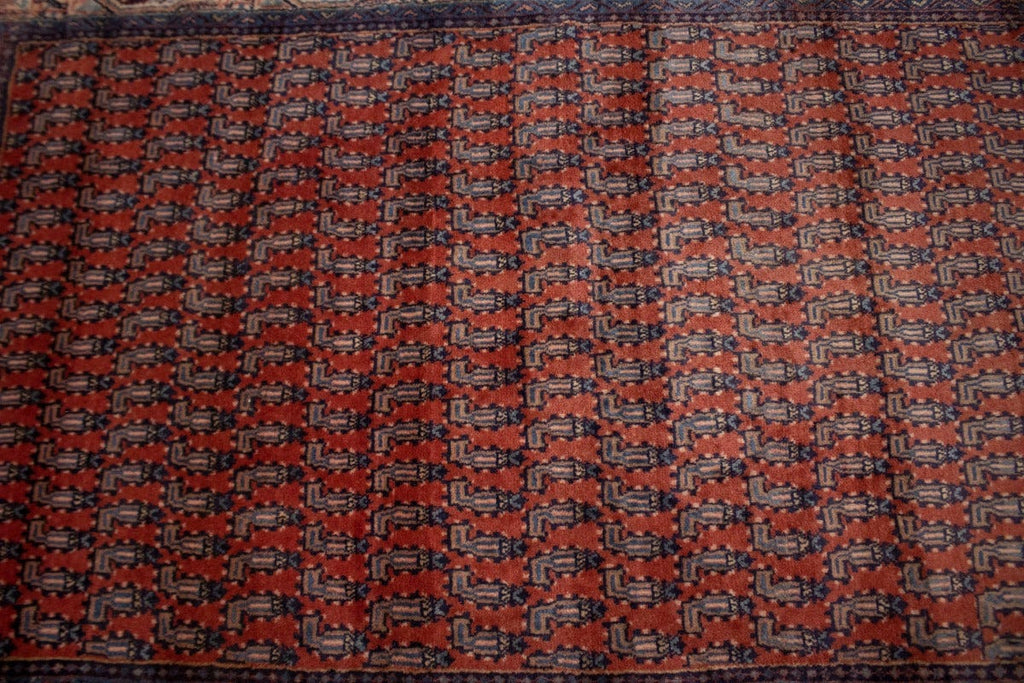 Vintage Orange-red Tribal 4X7 Botemir Persian Rug