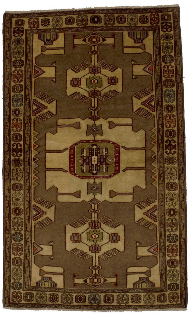 Vintage Khaki Tribal 4X7 Hamedan Persian Rug