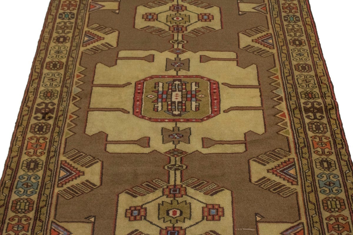 Vintage Khaki Tribal 4X7 Hamedan Persian Rug