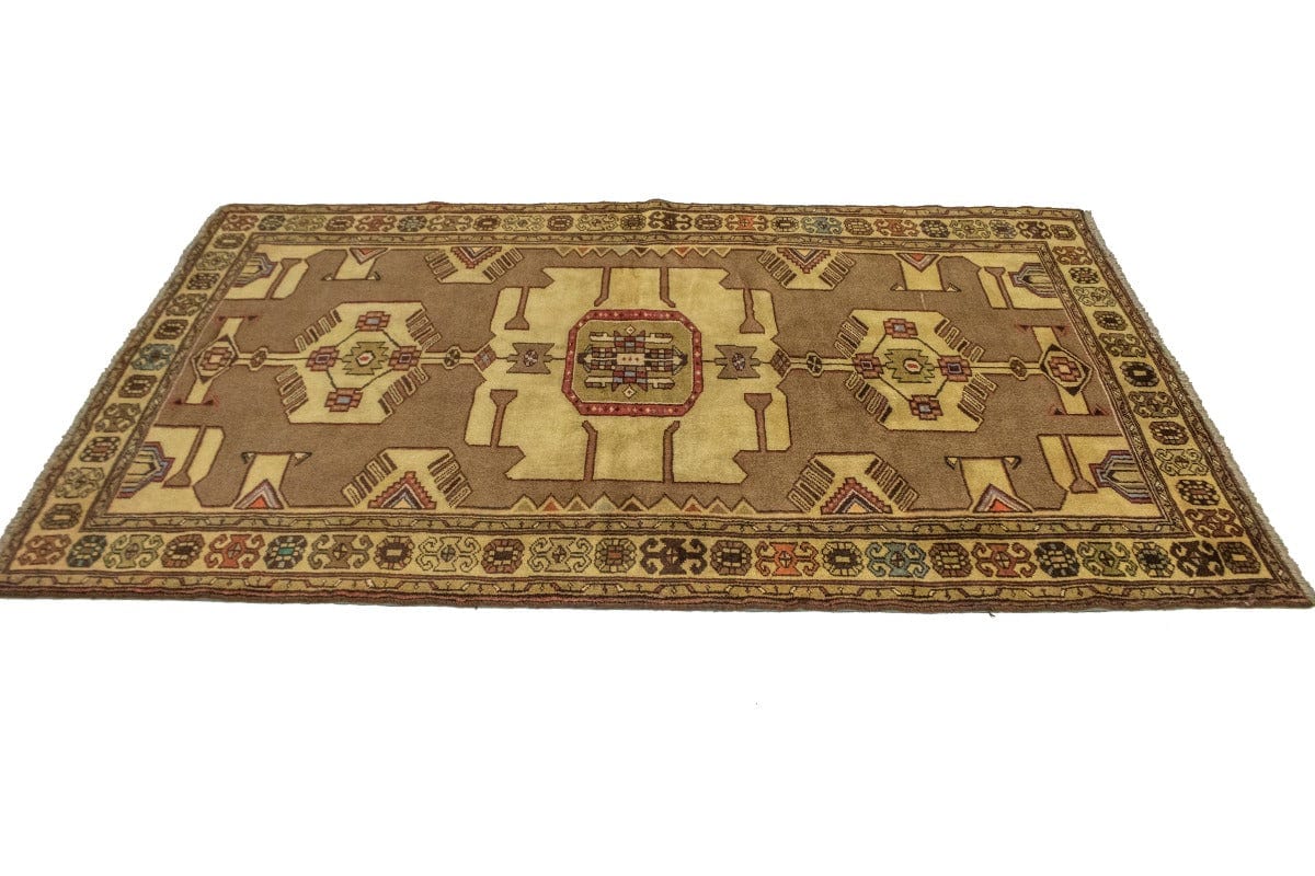 Vintage Khaki Tribal 4X7 Hamedan Persian Rug