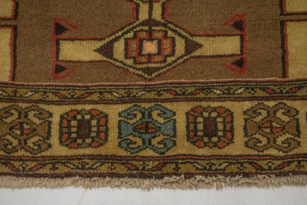 Vintage Khaki Tribal 4X7 Hamedan Persian Rug