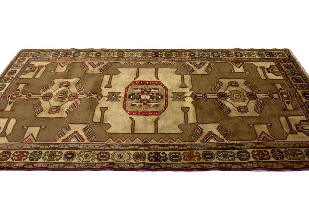 Vintage Khaki Tribal 4X7 Hamedan Persian Rug