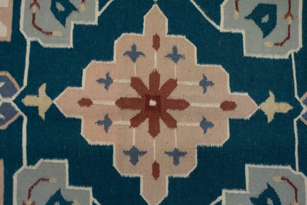 Geometric Floral Dhurrie 9X12 Indian Oriental Rug