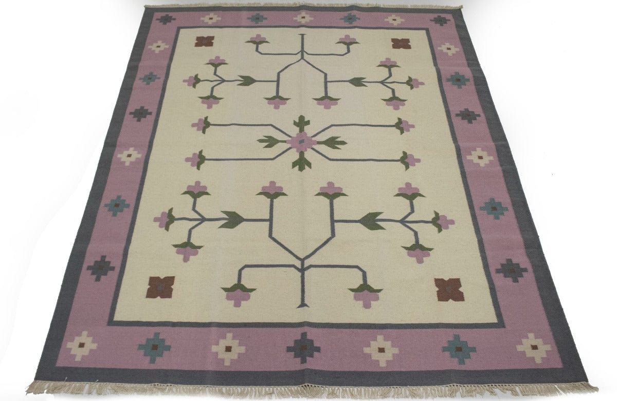 Floral Dhurrie 8X10 Indian Oriental Rug