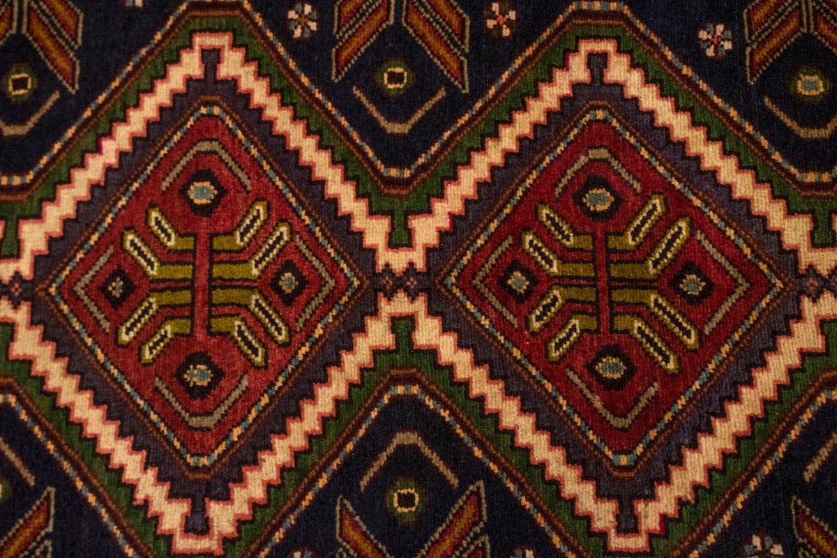 Vintage Geometric Tribal 3'6X7'4 Chenar Persian Runner Rug