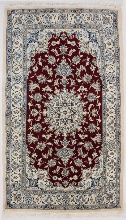 Wine Red Classic Floral 4X7 Nain Persian Rug