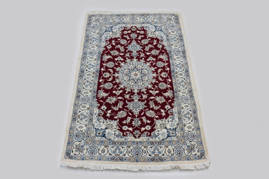 Wine Red Classic Floral 4X7 Nain Persian Rug