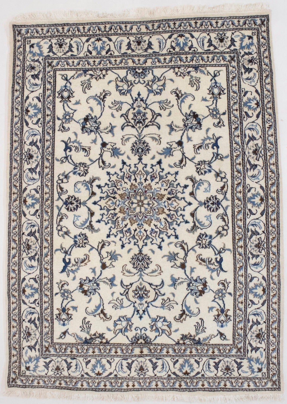 Cream Classic Floral 5X7 Nain Persian Rug