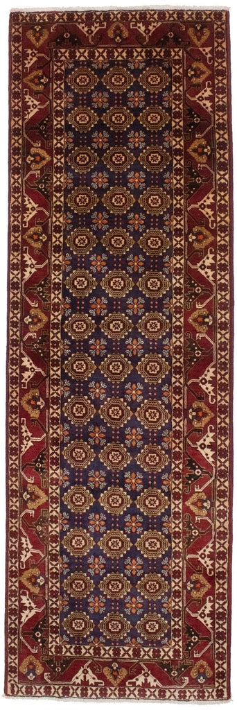 Vintage Plum Floral 3X10 Varamin Persian Runner Rug